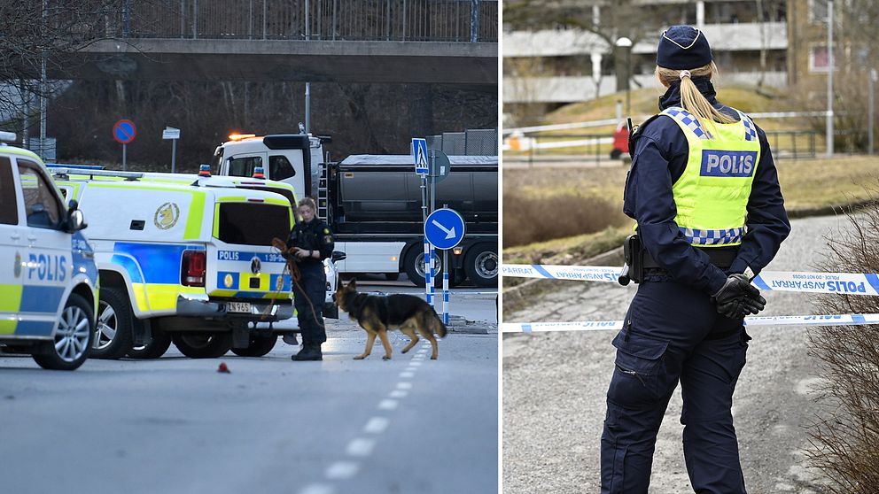Poliser på plats i Skärholmen