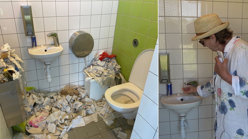 Nedsmutsad toalett på Askimsbadet
