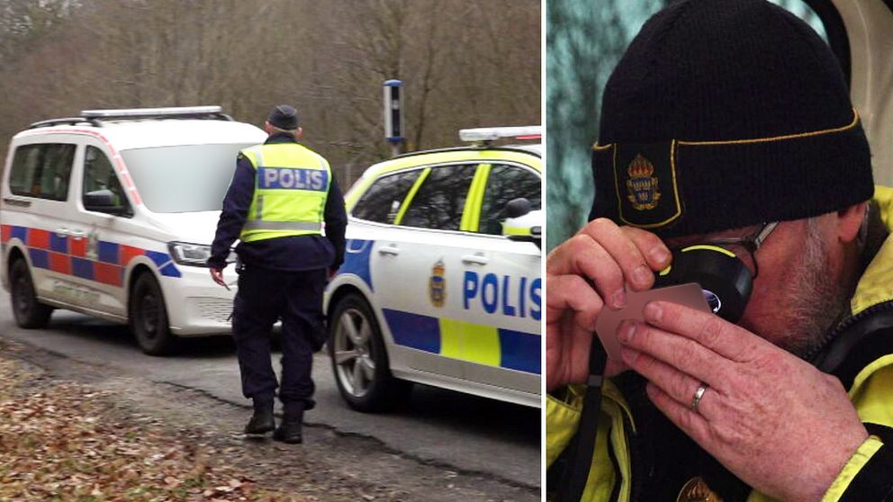 Poliskontroll i Malmö där kommunens skåpbil är stannad. På bilden syns också en polis som kontrollerar förarens falska körkort.