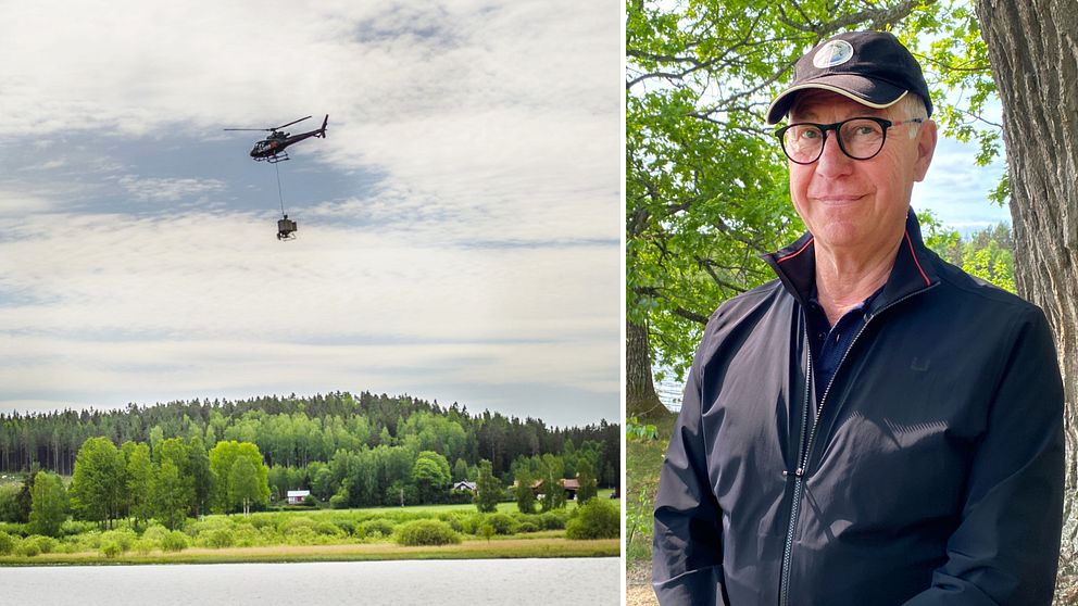 Helikopter myggbekämpar nedre Dalälven