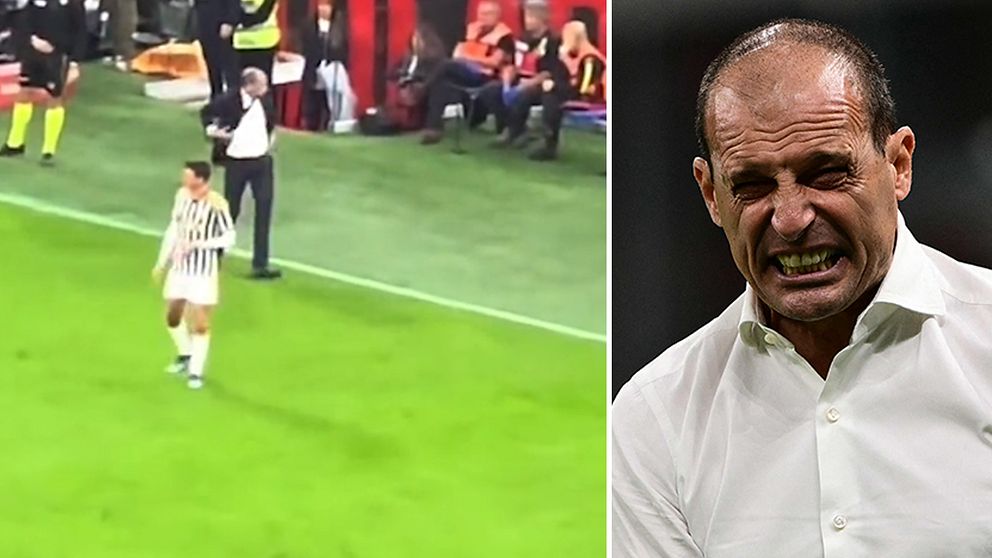 Juventus tränare Massimiliano Allegri blir rasande i Serie A-toppmötet mot Milan