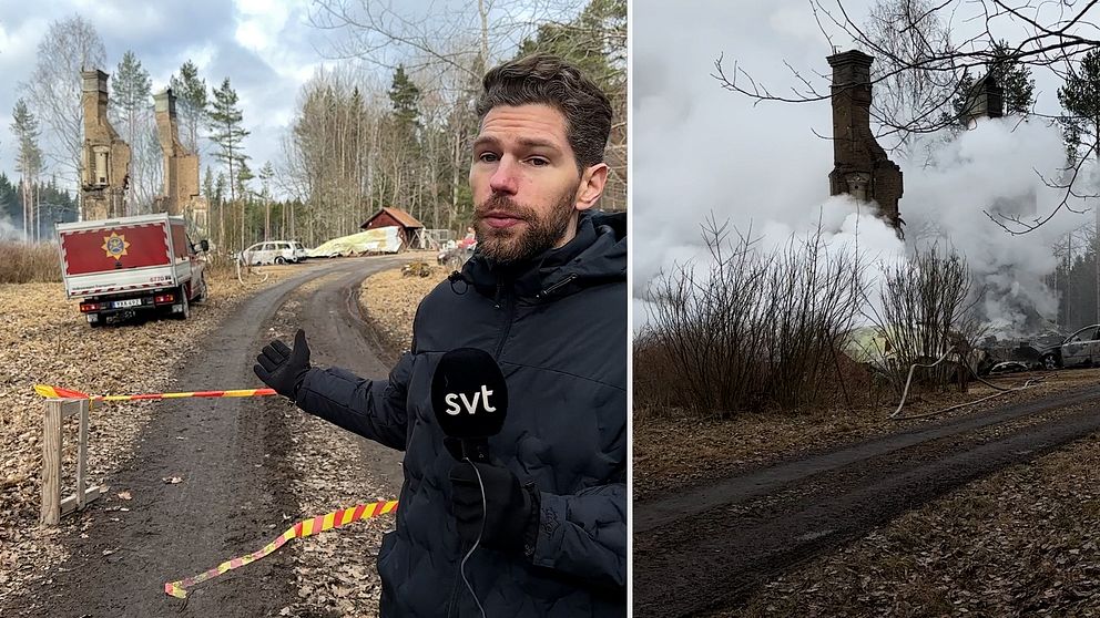 SVT:s reporter på plats vid branden i Kilsmo utanför Örebro där tre personer befaras ha omkommit