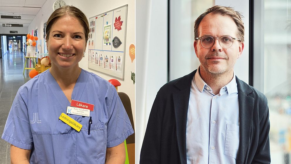 Barnläkaren Katri Sandholm och Andreas Palmborg Pfizer