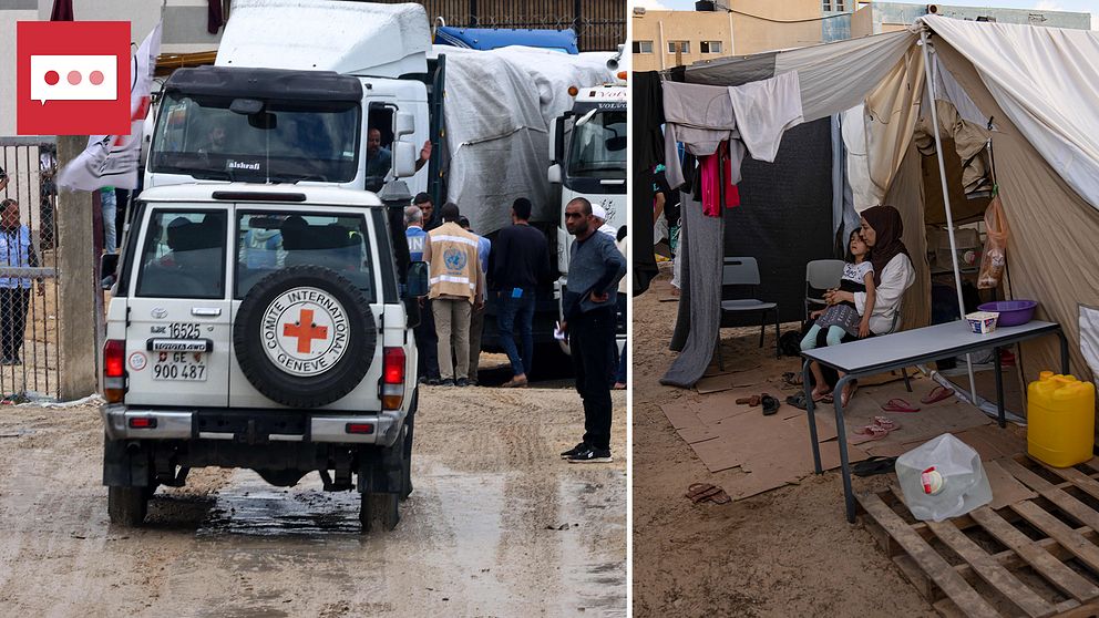 Hjälparbetare påväg in i Gaza