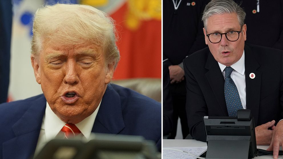 Vänster: Donald Trump, president USA. Höger: Keir Starmer Storbritanniens premiärminister