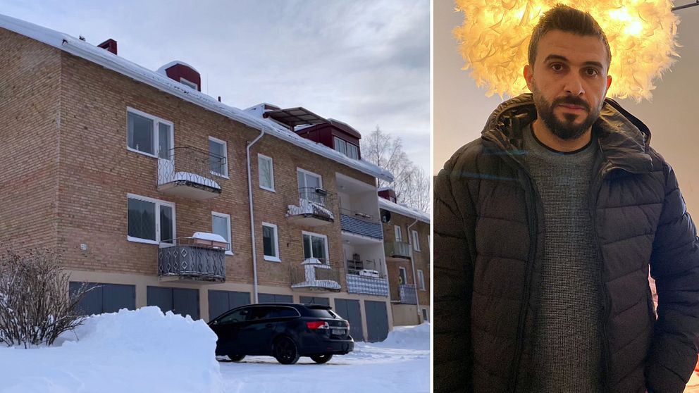 Till vänster: hus i snöskrud Till höger: Fedaa som bor i det kalla huset