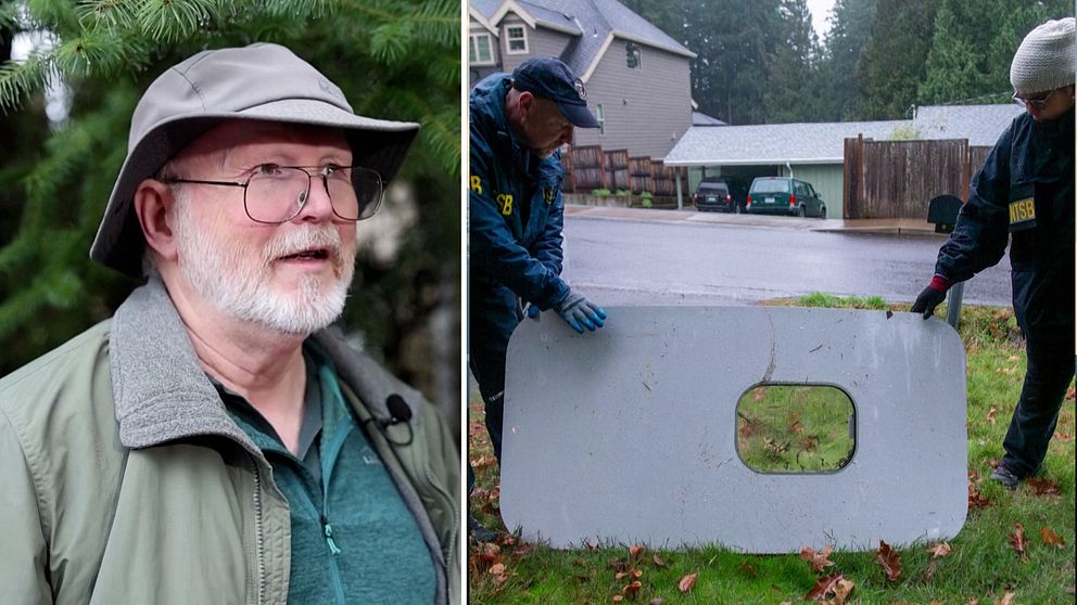 Bob Sauer i Portland hittade saknade flygplansdelen i trädgården.
