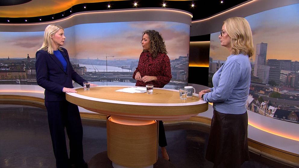 Åsa Westlund (S) och Lotta Edholm (L) i studion