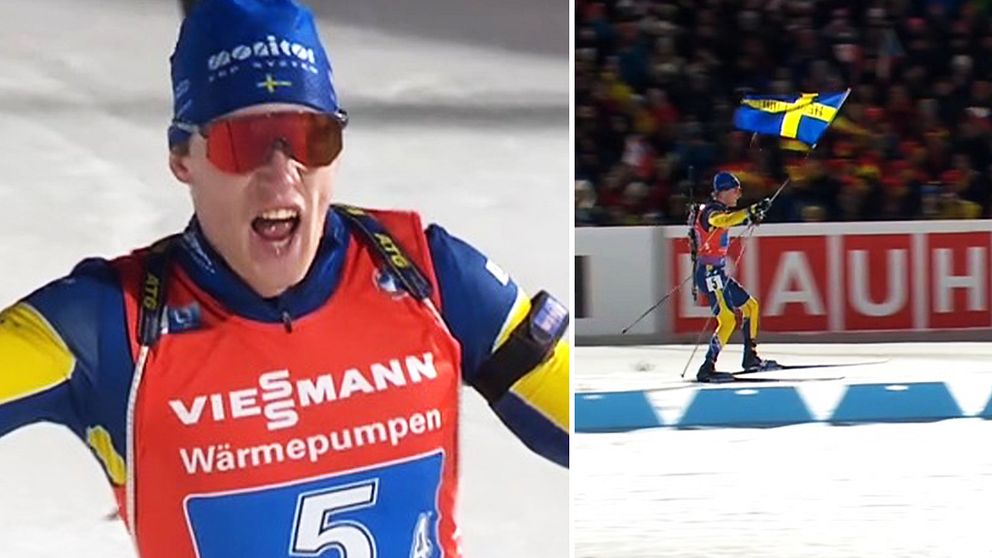 Skidskytte-VM: Här firar Sebasitan Samuelsson VM-guldet i herrarnas stafett