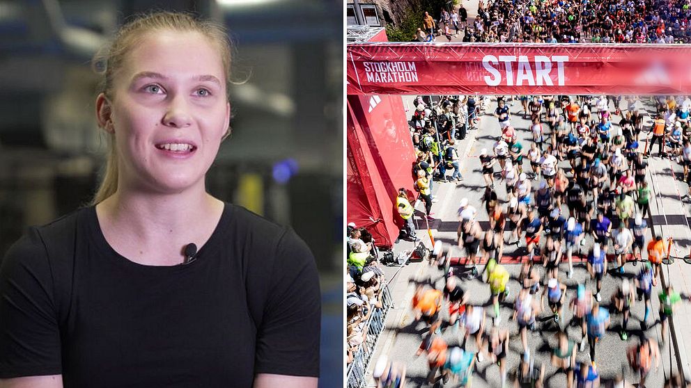 Smilla Sundell i intervju med SVT. Genrebild från Stockholm Marathon.