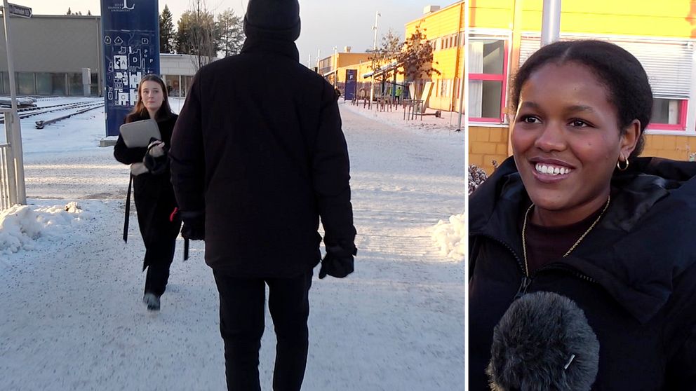 SVT:s reporter säger hej till luleåbor på stan.