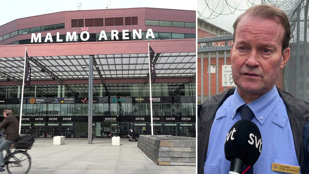Till höger: Malmö arena, till höger:  Janne Wallin, kriminalvårdschef region Nord.