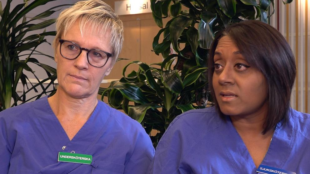 Viveca Lundberg och Gita Norèn arbetar som undersköterska respektive sjuksköterska på Kungälvs sjukhus och de är upprörda för att regionen sagt upp löneavtalet poängmodellen.
