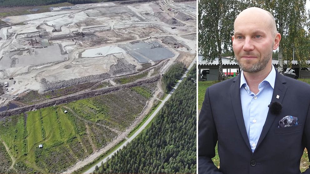 Till vänster bild på Boden industripark, till höger bild på kommunalråd Claes Nordmark (S).