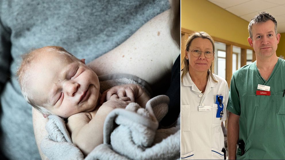 Nyfödd bebis. Vårdpersonal i väntrum. Ann du Rietz, Henrik Hillerdal.