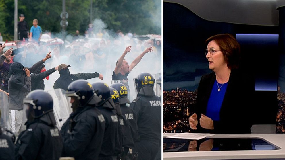 Anna-Maja Persson och demonstranter