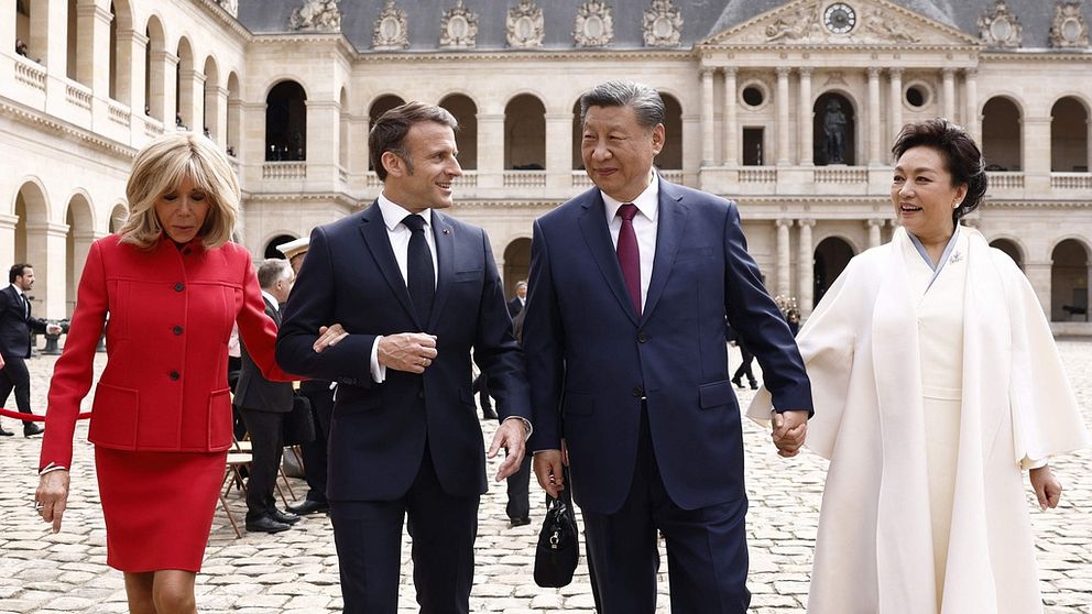 Brigitte Macron och hennes man franska presidenten Emmanuel Macron, Kinas president Xi Jinping och hans fru Peng Liyuan