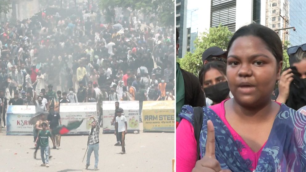 Demonstranter, ung kvinna från Bangladesh