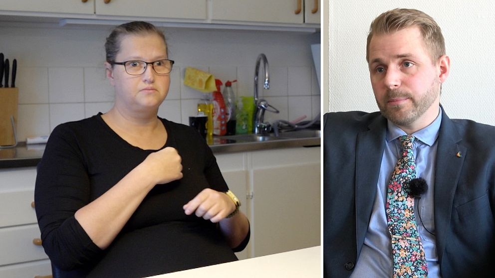 Dövblinda Evelina Lindberg och politikern Thomas Söderström, liberal i Luleå.