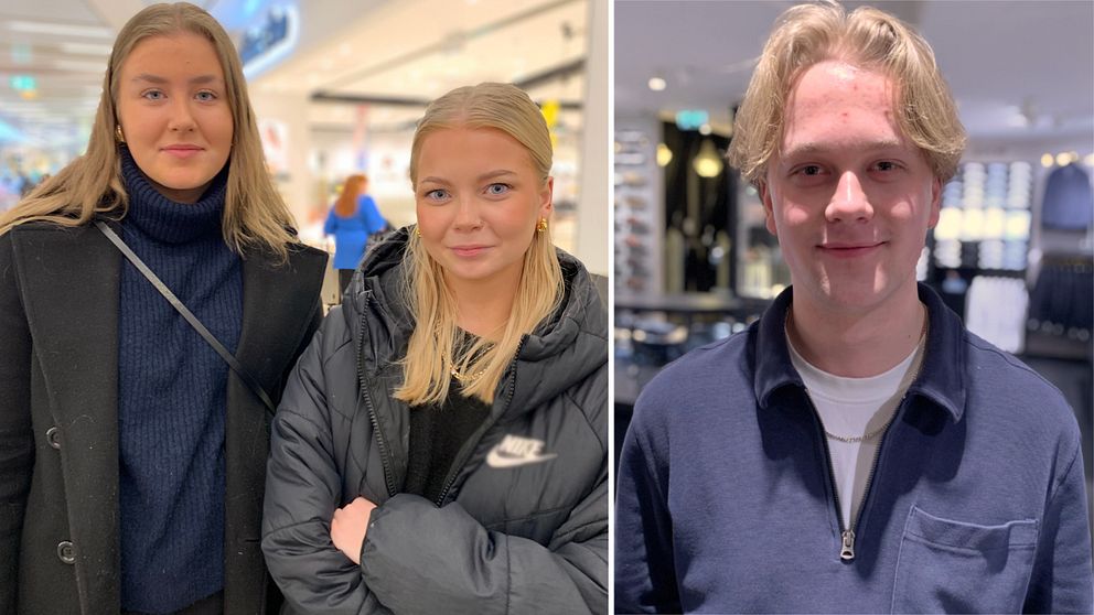 splitbild på två tjejer och en kille