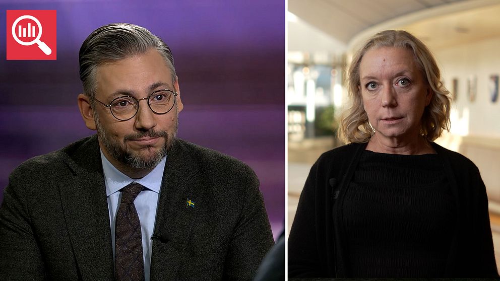 Delad bild med två sektioner. Vänster sektion visar en Muharrem Demirok i en mörk kostym och slips framför en lila bakgrund. Höger sektion visar Elisabeth Marmorstein i en svart klänning i en inomhusmiljö med ljusa väggar.