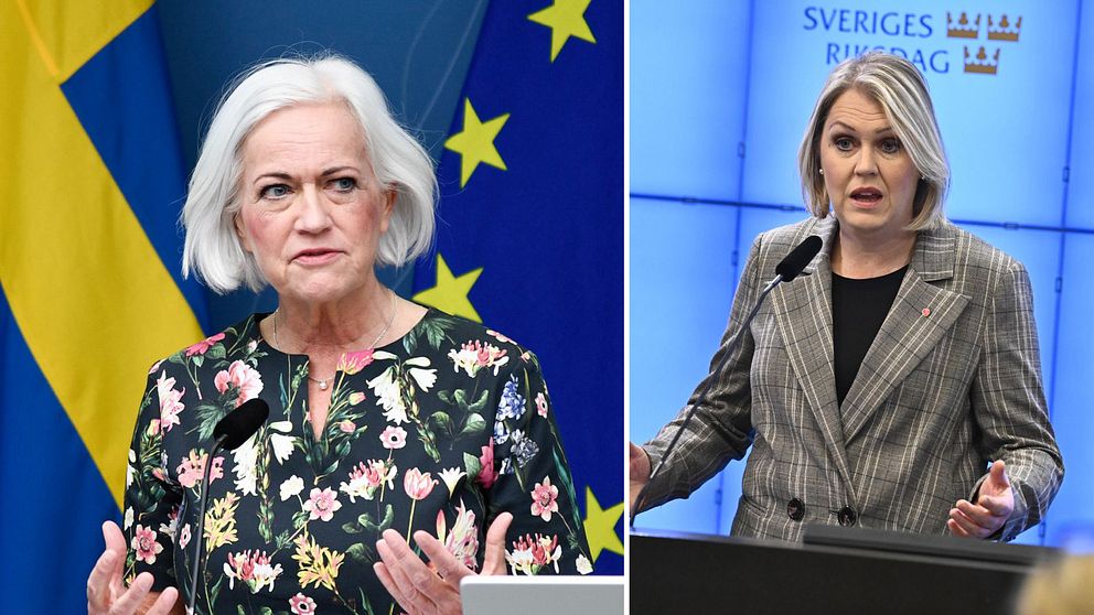 Sjukvårdsminister Acko Ankarberg Johansson (KD) och tidigare ministern Lena Hallengren (S)