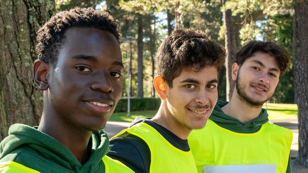 David, Johannes och Rafael från Gävleborg i Boulangerskogen i Gävle.