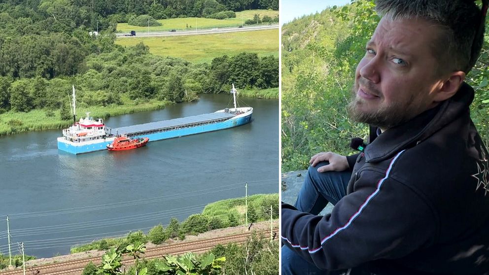 Fartyg körde fast i Göta älv