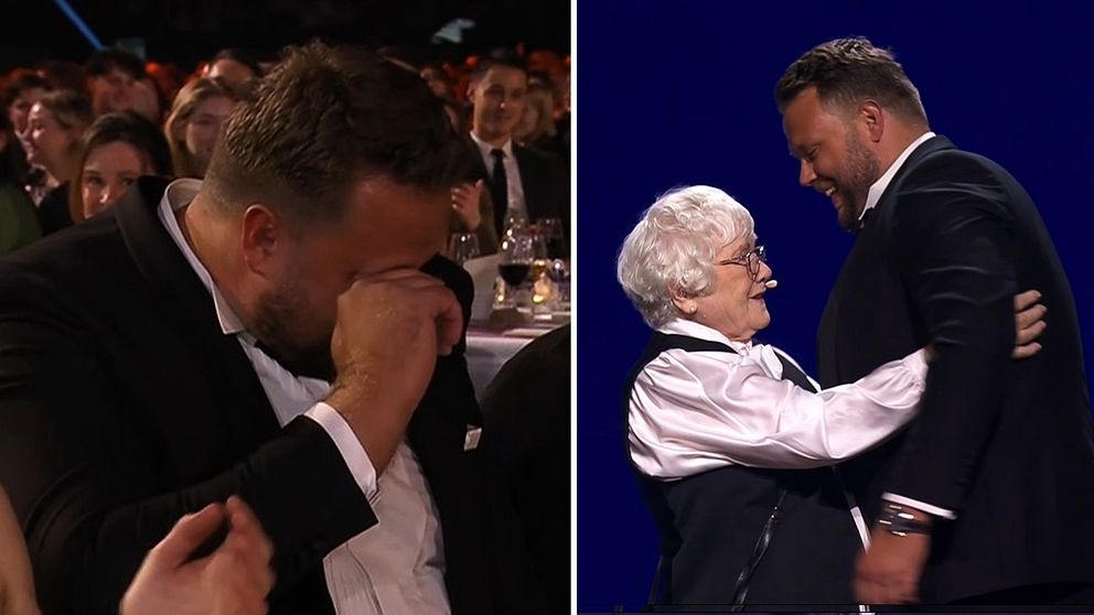 Daniel Ståhl i tårar efter mormorns tal på scen