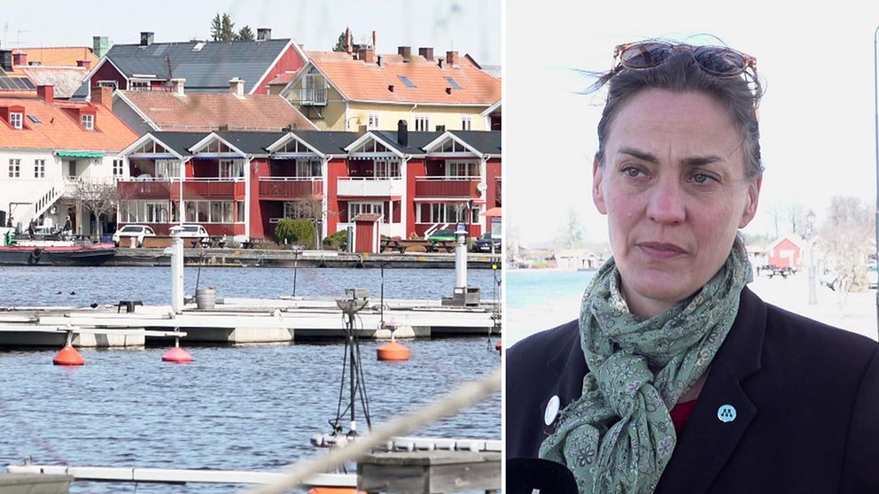 Båthamn i Askersund och kommunstyrelsens ordförande Caroline Dieker (M).