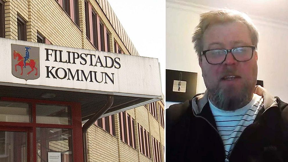 Skylt vid entrén till Filipstads kommunhus. Olle Lundin, professor i förvaltningsrätt.