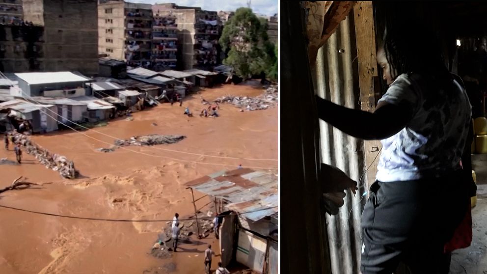 Översvämningar i Nairobi och en kvinna vars hem har översvämmats