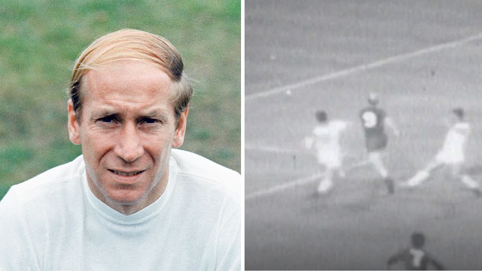 Se när Bobby Charlton gör mål i 1968 i Europacupfinalen mot Benfica – tio år efter flygkraschen med Manchester United.