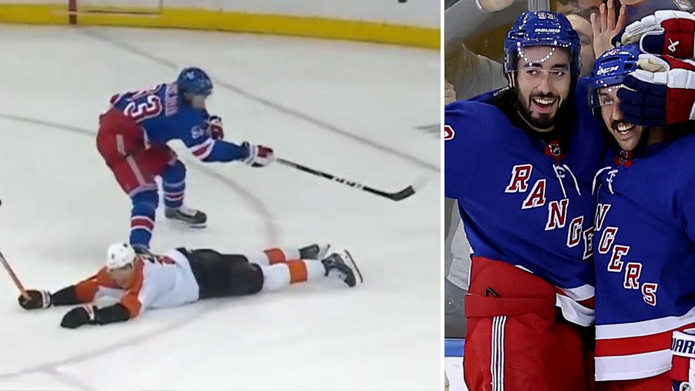 Mika Zibanejad med läcker dragning. Förde Rangers till slutspel