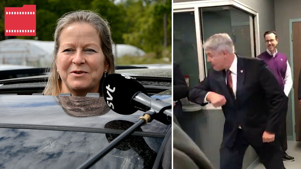 Armbågshälsning och en intervju från en bil