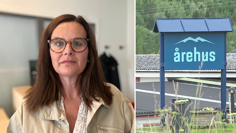 Åre kommundirektör och en skylt på Årehus