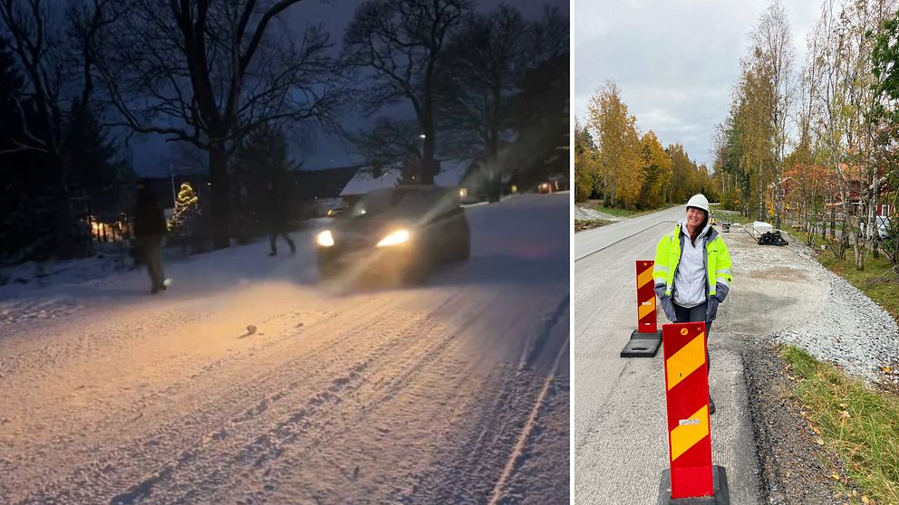 Barn går i mörkret, Trafikverkets projektledare i Garphyttan.