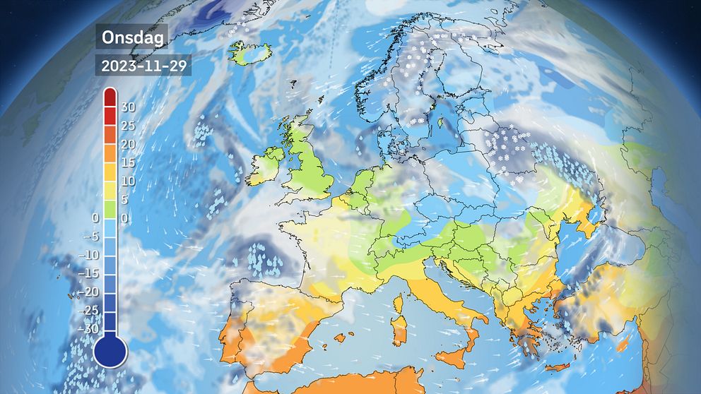 Film om hur vädret rör sig över Europa