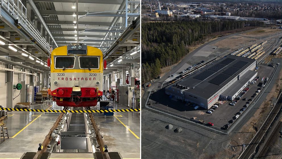 Tåg och den nya tågdepån i Nässjö.