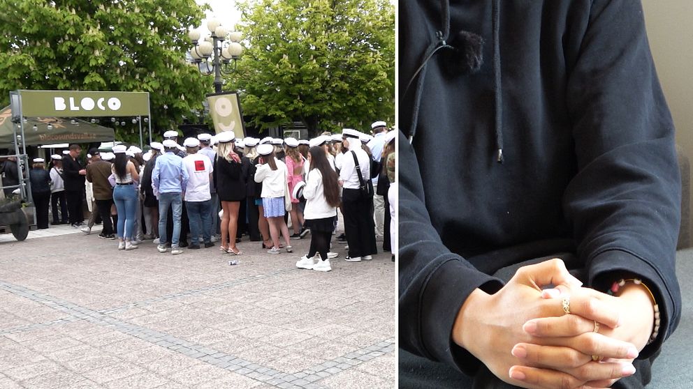 Kö till restaurangen Bloco i Sundsvall under mösspåtagningen för studenterna 2022.
