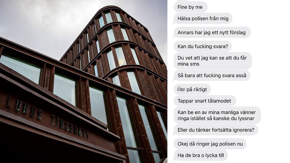 lunds tingsrätt tillsammans med skärmdump på sms-konversation