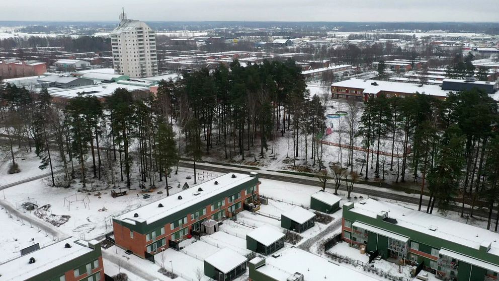 Drönarbild över Vivalla i Örebro