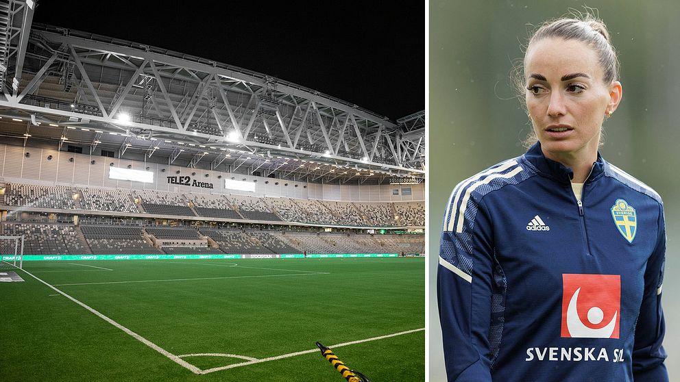 Tele2 arena och Kosovare Asllani.