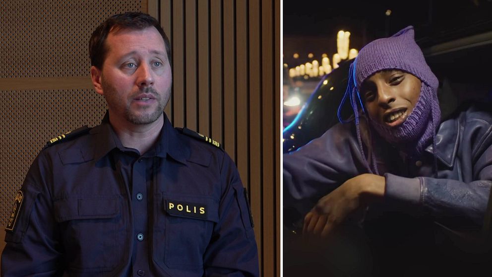 Polisen Thomas Palmgren och en delad bild med rapparen Yasin.