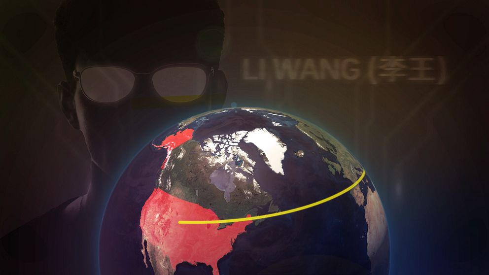 Jordglob med texten ”Li Wang” och en siluett i bakgrunden, kopplat till Accgn-utredning.