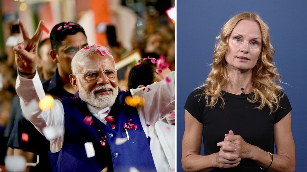 Narendra Modi (till vänster) och Malin Mendel (till höger)