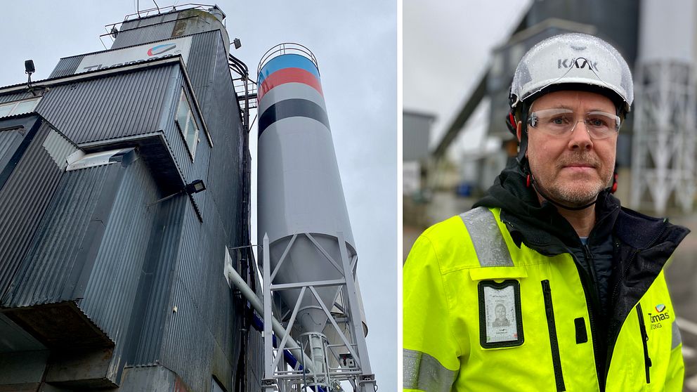 Silo för tillverkning av betong i Köping. Tomas Cederhammar logistikchef Thomas betong