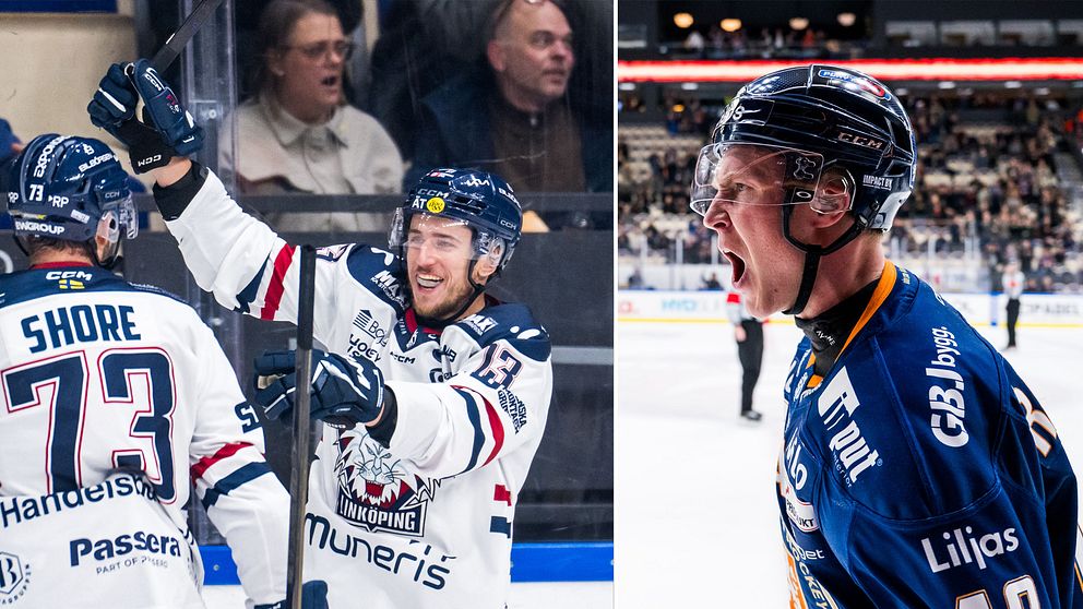 Jakub Vrana firar mål mot Växjö tillsammans med lagkamrater på isen
