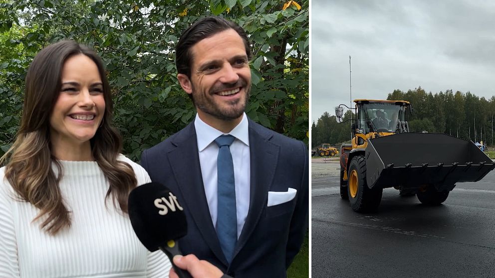 Prinsessan Sofia och Prins Carl Philip testar hjullastare