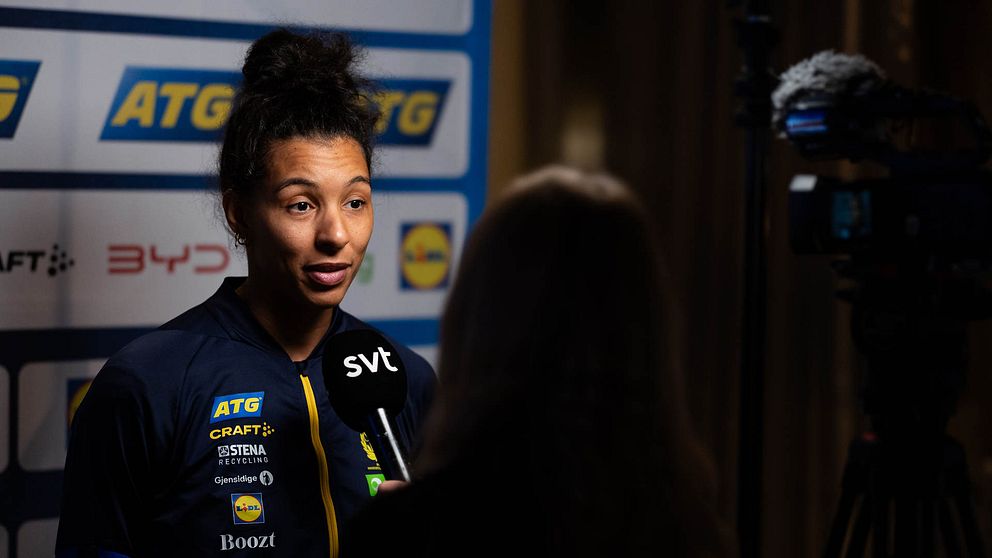 Jamina Roberts inför huvudrundans sista match mot Montenegro.